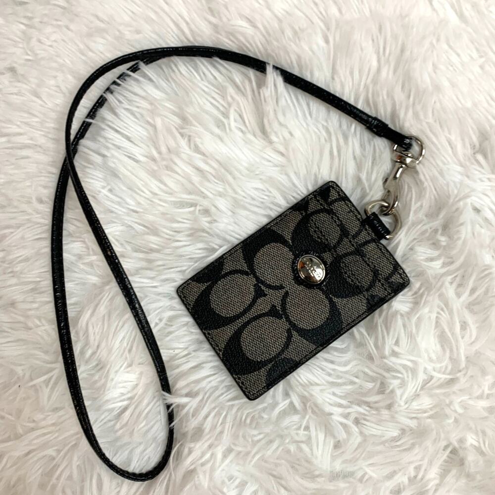 Coach Black Coated Canvas Lanyard